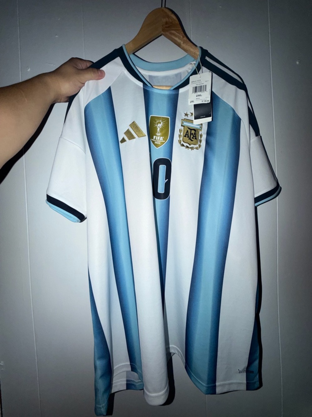 adidas Argentina White and Light Blue Striped Men’s Jersey